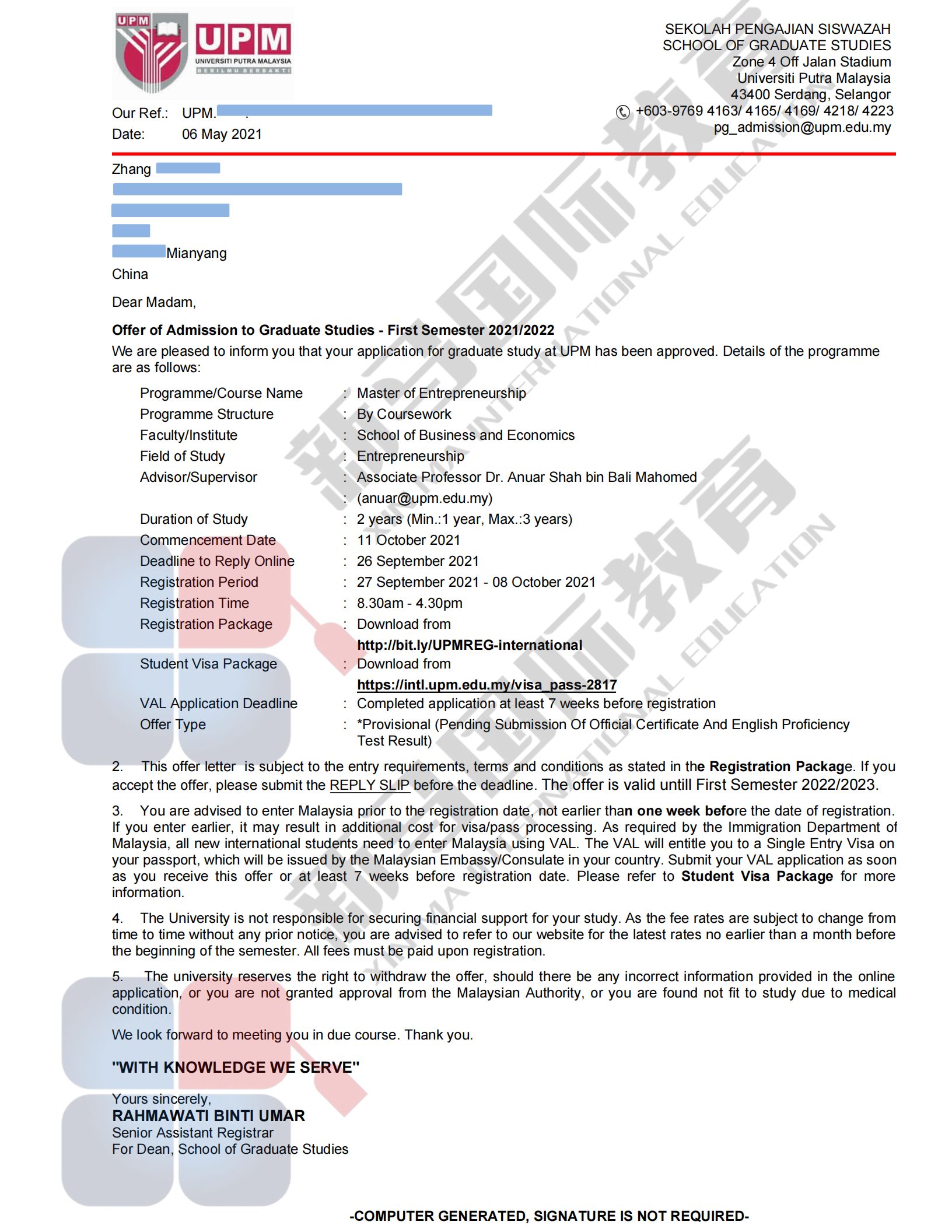 馬來西亞留學(xué)-張同學(xué)博特拉【創(chuàng)業(yè)學(xué)】碩士case！(圖2)